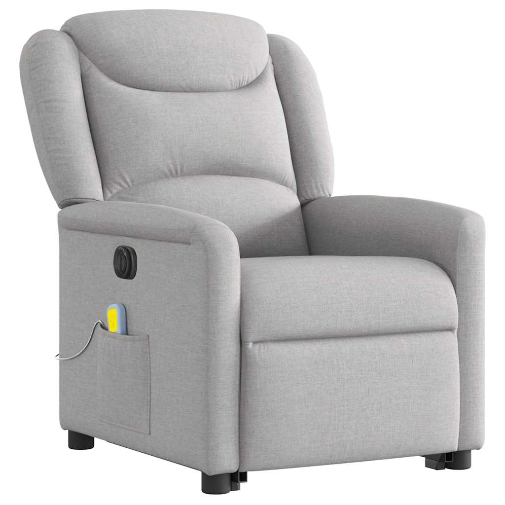Fauteuil inclinable de massage électrique gris nuage tissu - XIOS