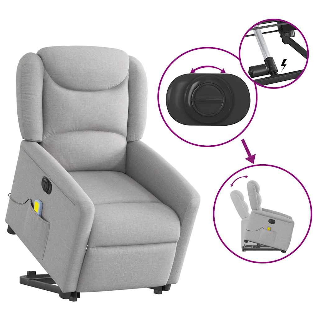 Fauteuil inclinable de massage électrique gris nuage tissu - XIOS