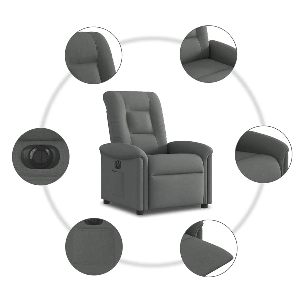 Fauteuil inclinable électrique Gris foncé Tissu - XIOS