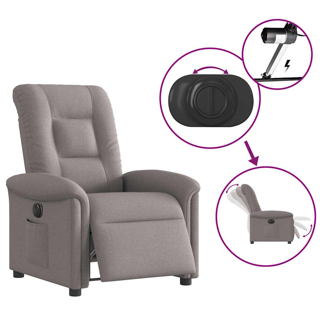 Fauteuil inclinable électrique Taupe Tissu - XIOS