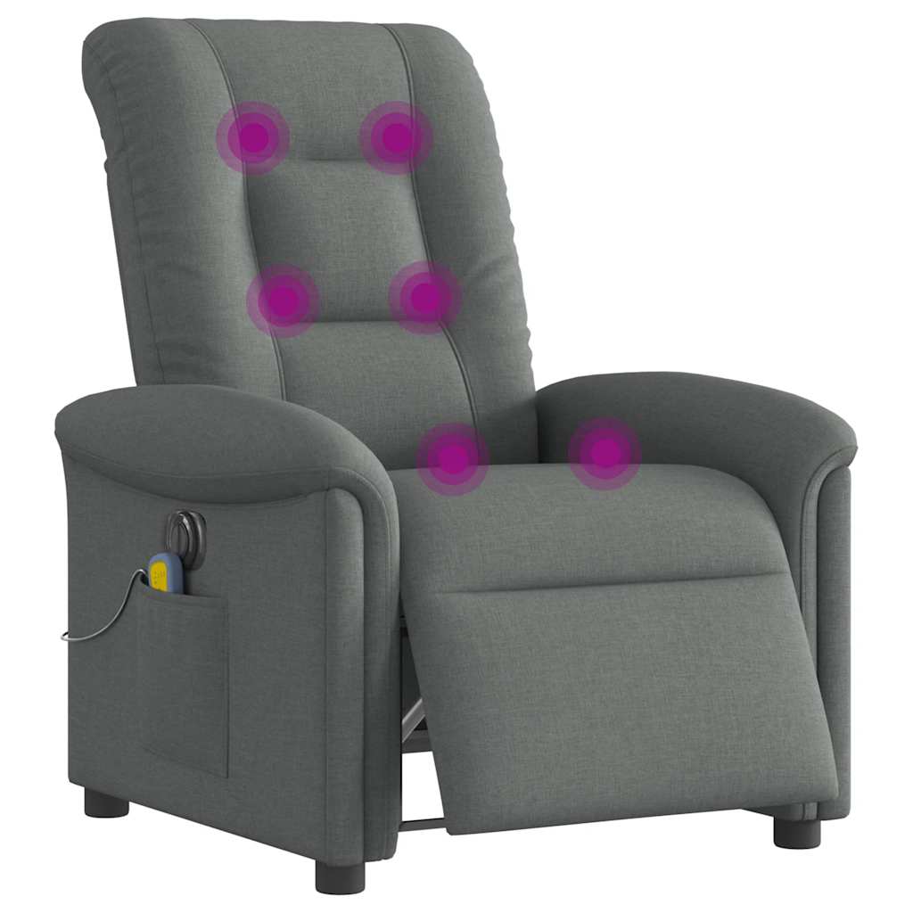 Fauteuil inclinable de massage électrique gris foncé tissu - XIOS