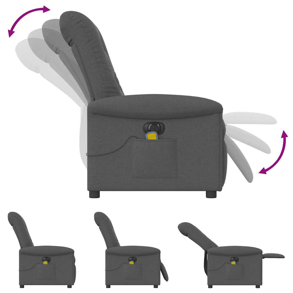 Fauteuil inclinable de massage électrique gris foncé tissu - XIOS