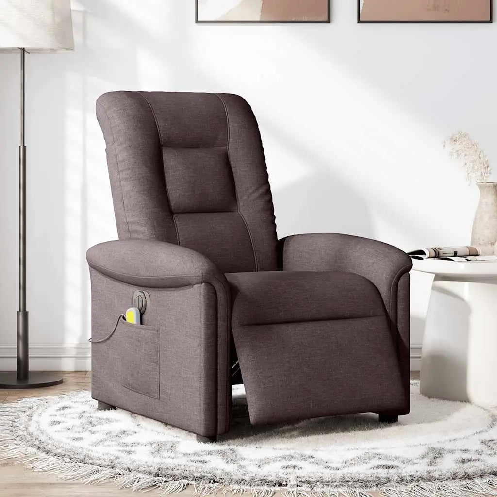 Fauteuil de massage inclinable électrique Marron foncé Tissu - XIOS