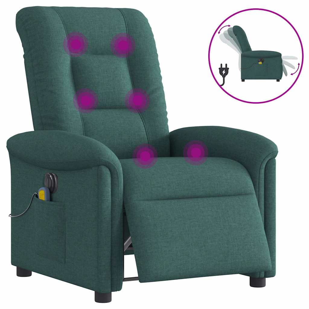 Fauteuil de massage inclinable électrique Vert foncé Tissu - XIOS