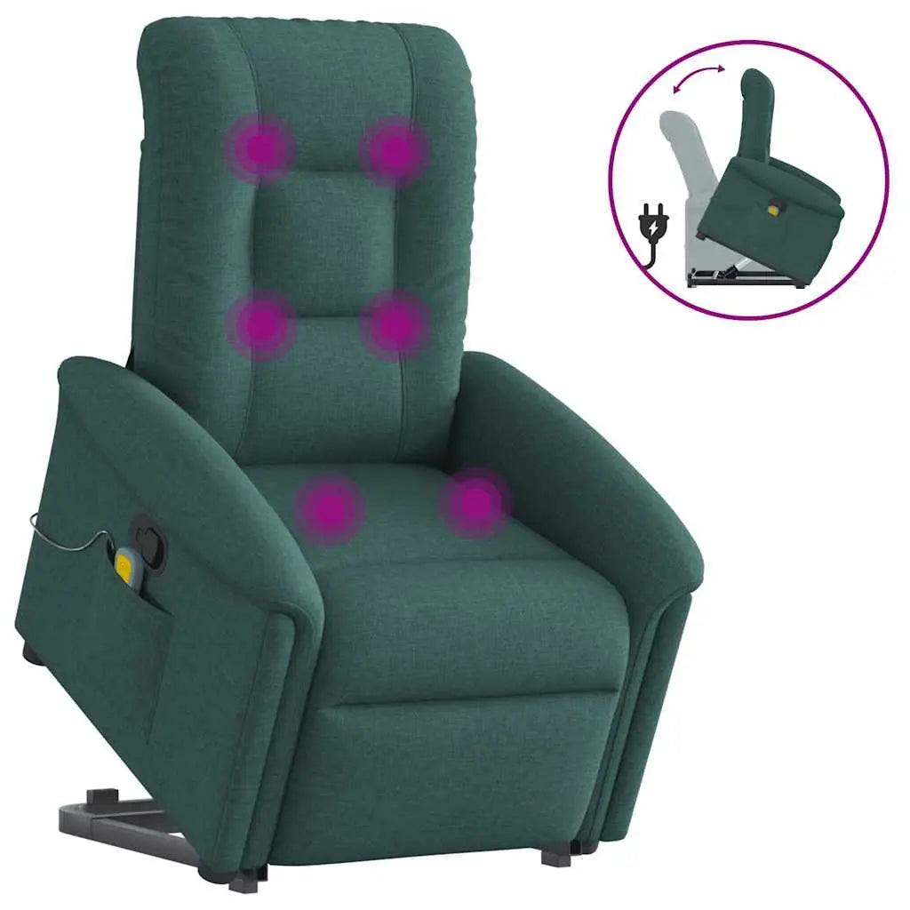 Fauteuil inclinable de massage Vert foncé Tissu - XIOS
