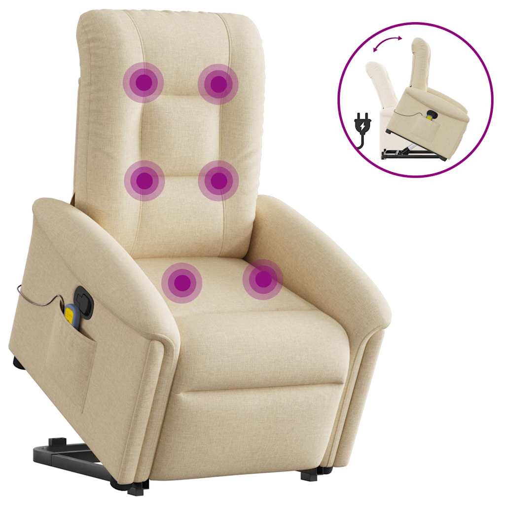 Fauteuil inclinable de massage Crème Tissu