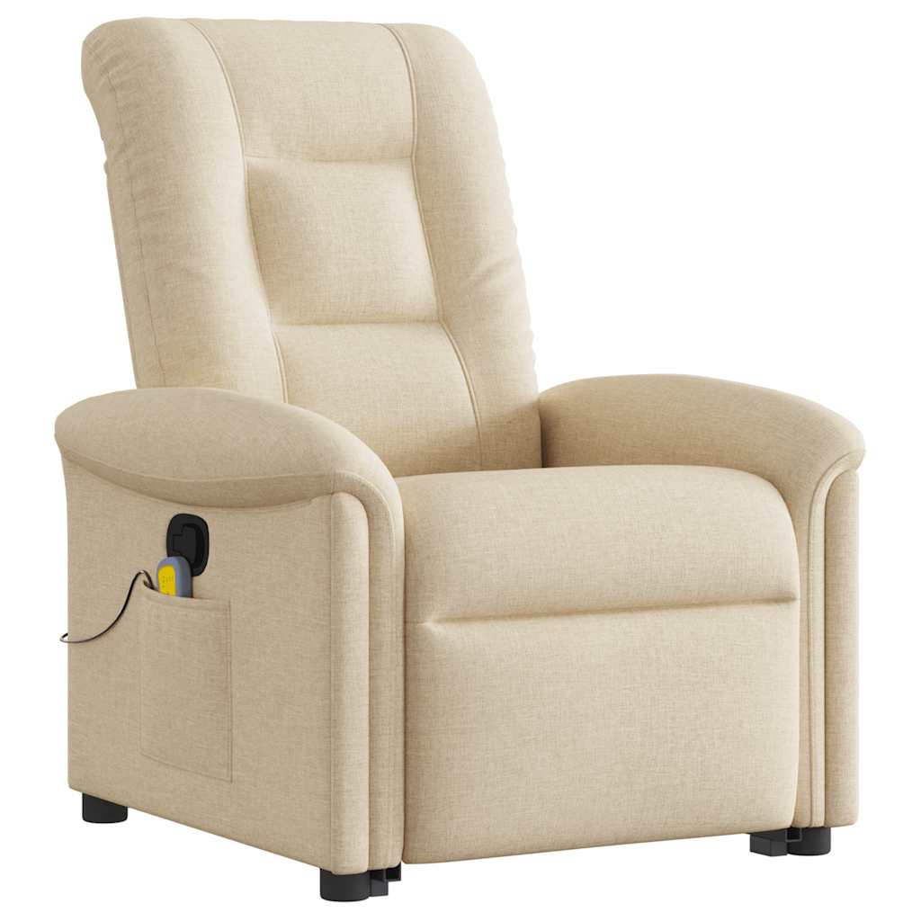 Fauteuil inclinable de massage Crème Tissu