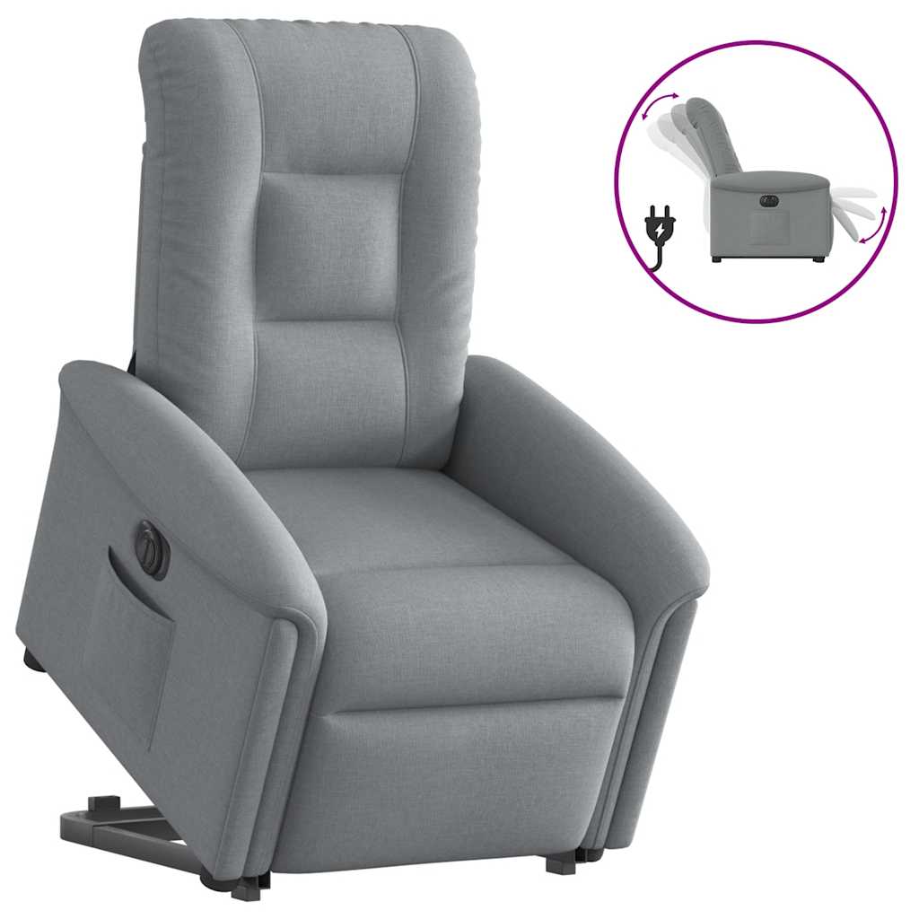Fauteuil inclinable électrique gris clair tissu - XIOS