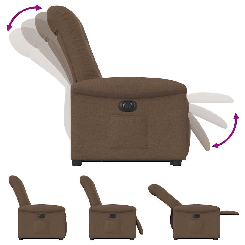 Fauteuil inclinable électrique marron tissu - XIOS
