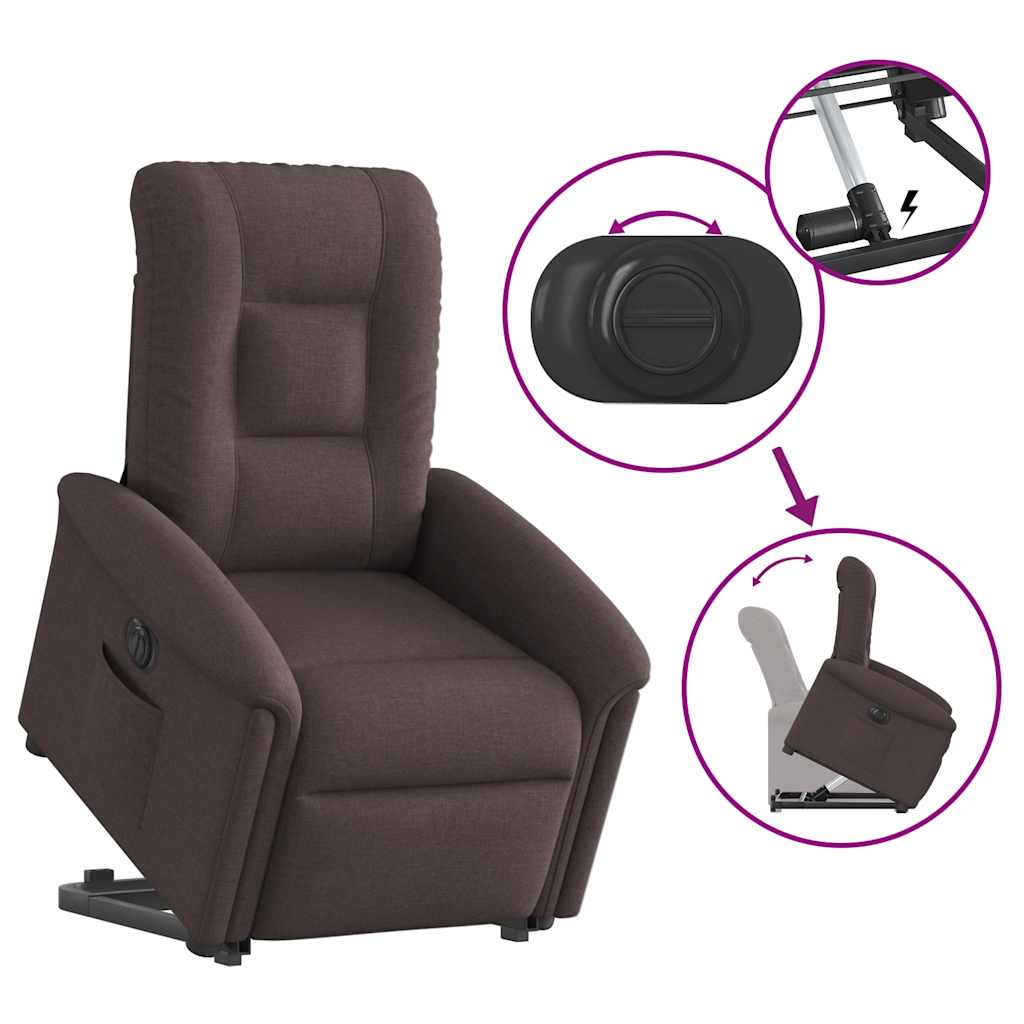 Fauteuil inclinable électrique marron foncé tissu - XIOS