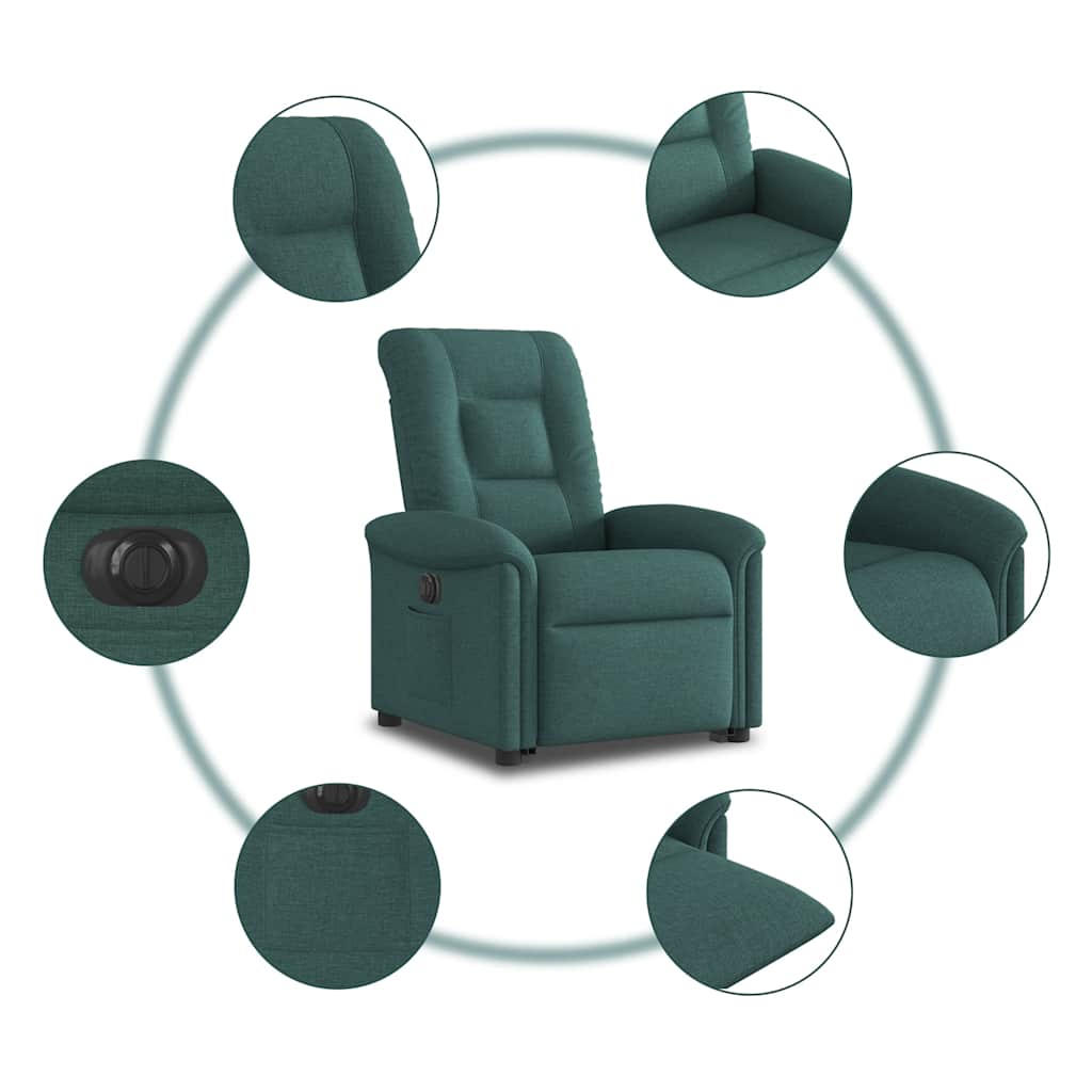 Fauteuil inclinable électrique vert foncé tissu - XIOS