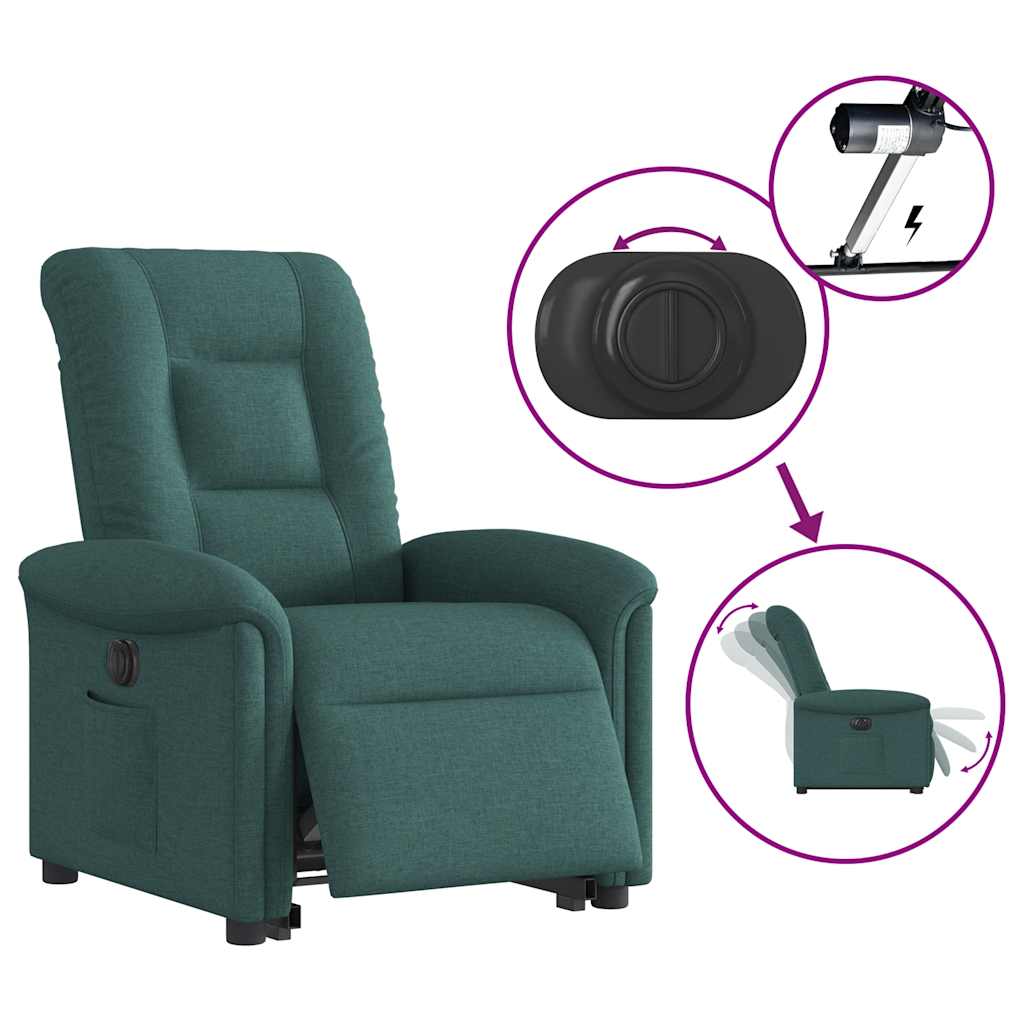 Fauteuil inclinable électrique vert foncé tissu - XIOS