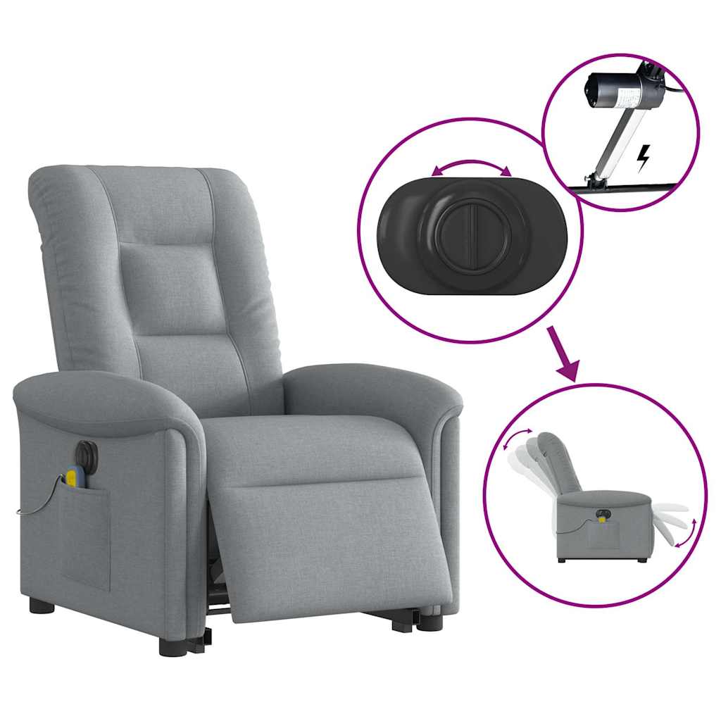 Fauteuil inclinable de massage électrique Gris clair Tissu - XIOS