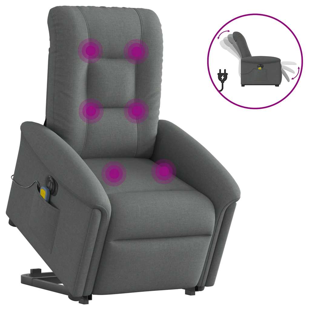 Fauteuil inclinable de massage électrique Gris foncé Tissu - XIOS