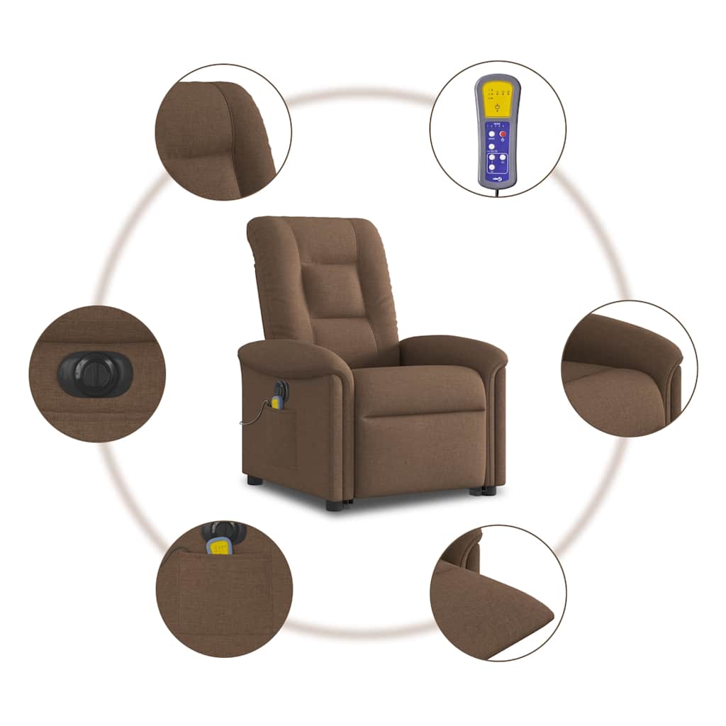 Fauteuil inclinable de massage électrique Marron Tissu - XIOS