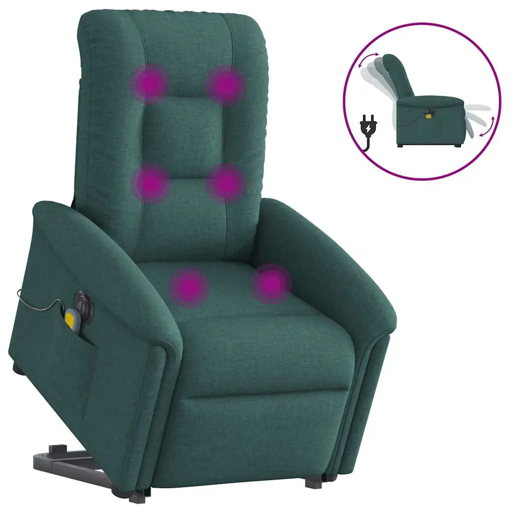 Fauteuil inclinable de massage électrique Vert foncé Tissu - XIOS