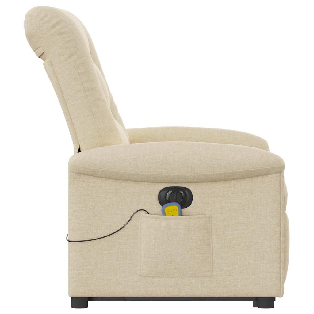Fauteuil inclinable de massage électrique Crème Tissu