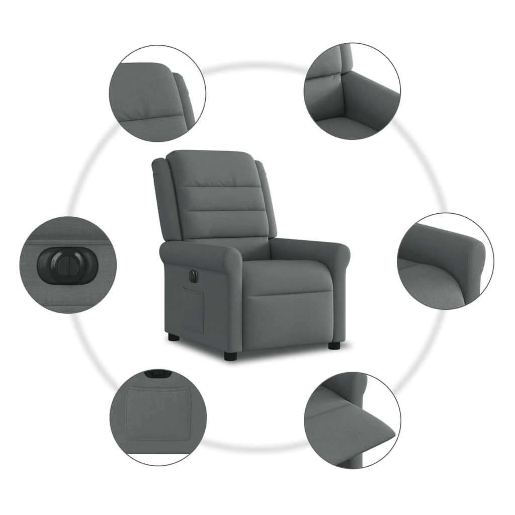 Fauteuil inclinable électrique Gris foncé Tissu - XIOS