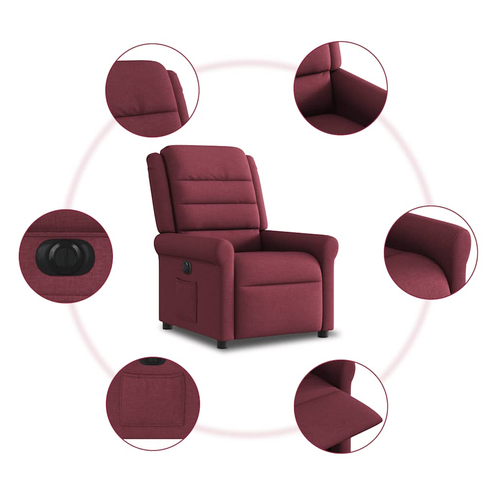 Fauteuil inclinable électrique Rouge bordeaux Tissu - XIOS