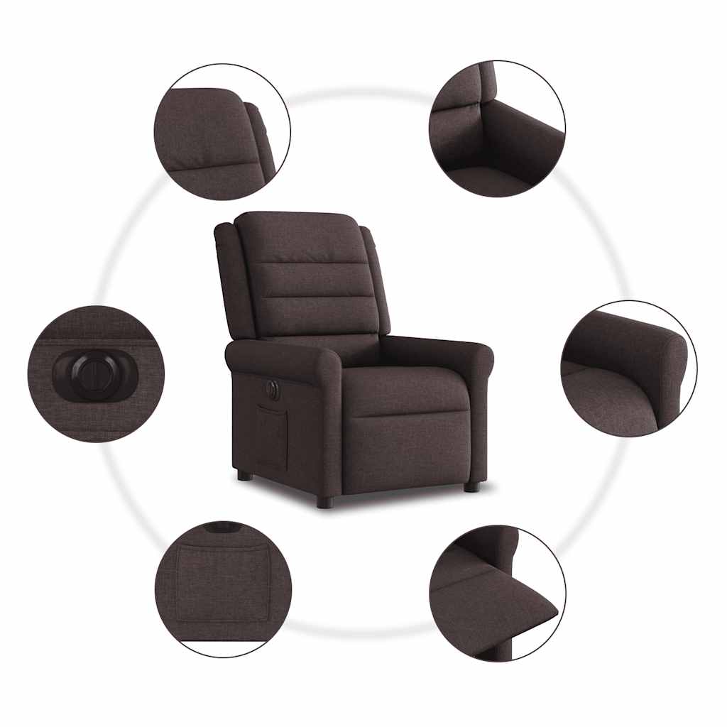 Fauteuil inclinable électrique Marron foncé Tissu - XIOS