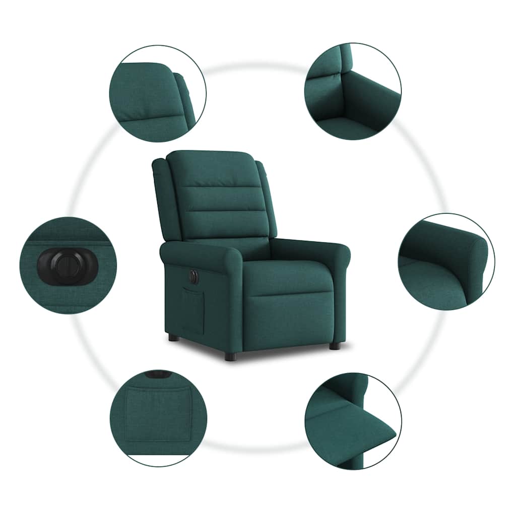 Fauteuil inclinable électrique Vert foncé Tissu - XIOS