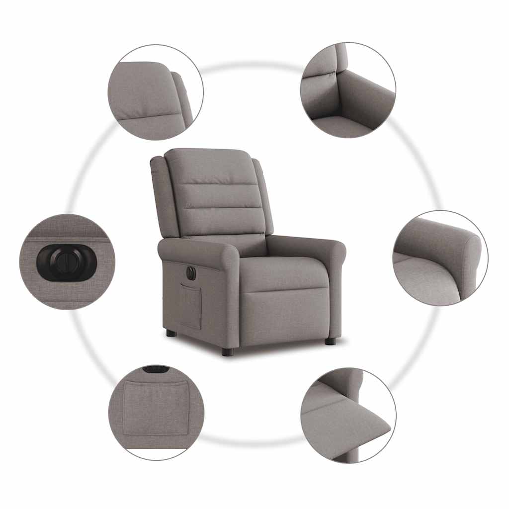 Fauteuil inclinable électrique Taupe Tissu - XIOS