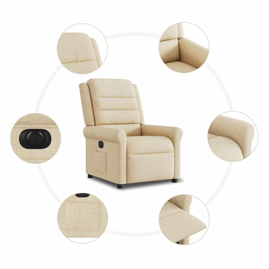 Fauteuil inclinable électrique Crème Tissu - XIOS