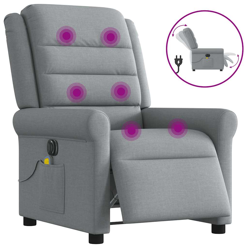 Fauteuil de massage inclinable électrique gris clair tissu - XIOS