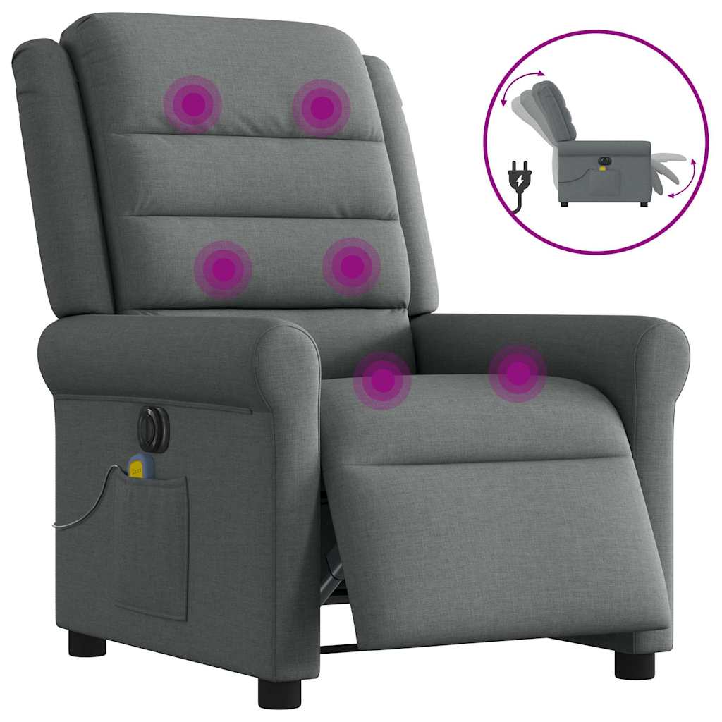 Fauteuil inclinable de massage électrique gris foncé tissu - XIOS