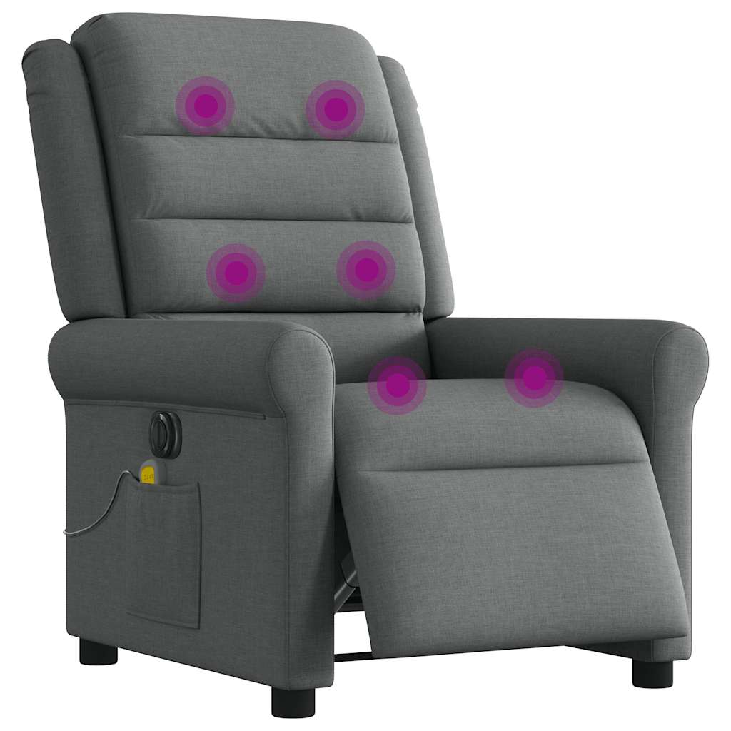 Fauteuil inclinable de massage électrique gris foncé tissu - XIOS