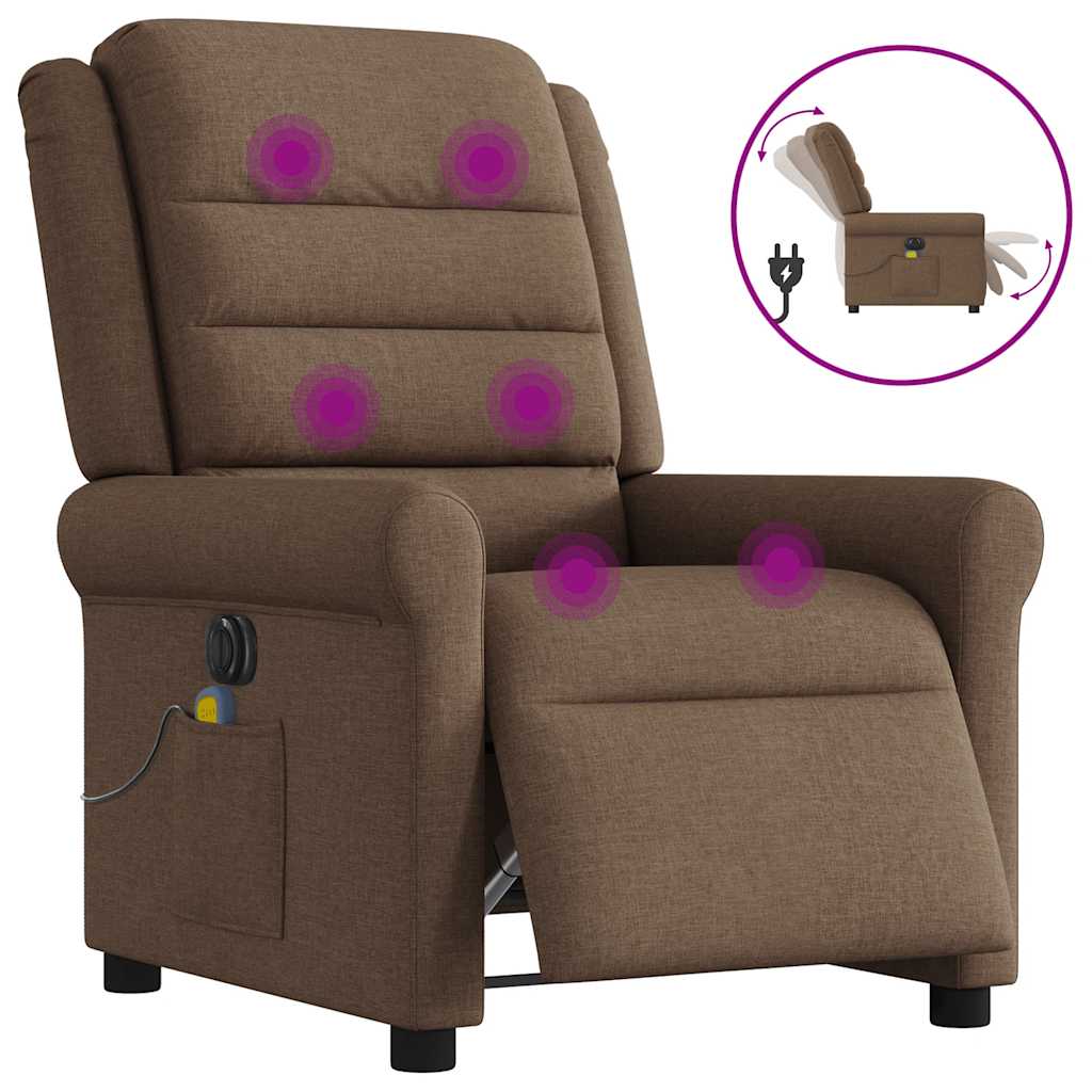Fauteuil inclinable de massage électrique marron tissu - XIOS
