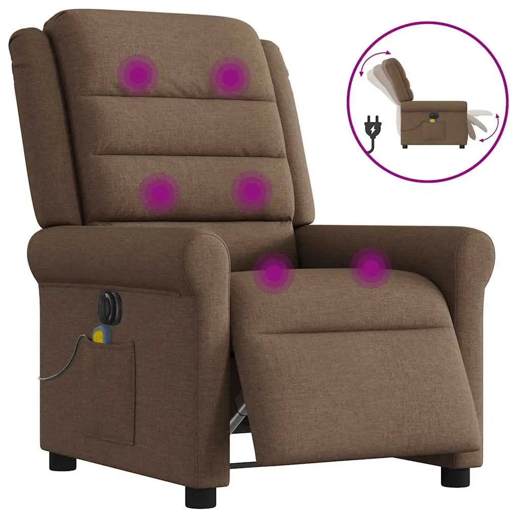Fauteuil inclinable de massage électrique marron tissu - XIOS