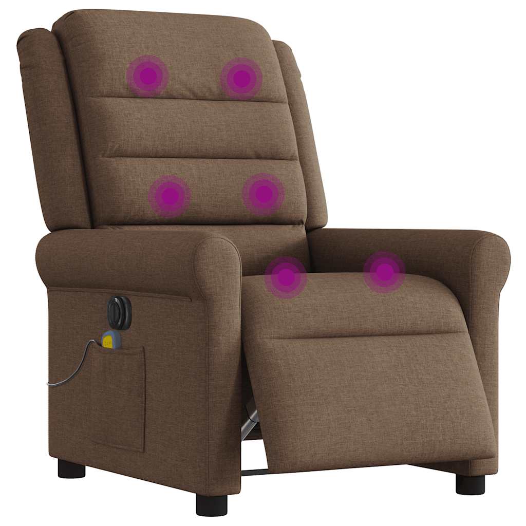 Fauteuil inclinable de massage électrique marron tissu - XIOS