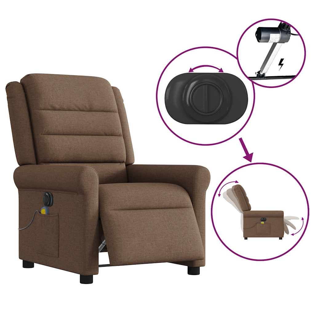 Fauteuil inclinable de massage électrique marron tissu - XIOS