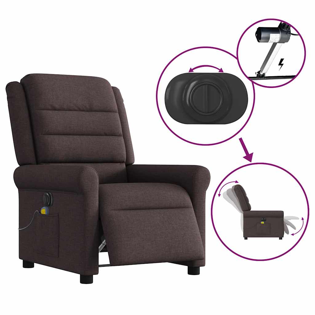 Fauteuil de massage inclinable électrique Marron foncé Tissu - XIOS