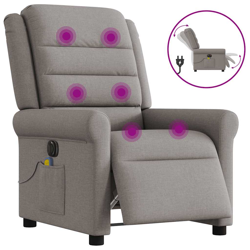 Fauteuil de massage inclinable électrique Taupe Tissu - XIOS