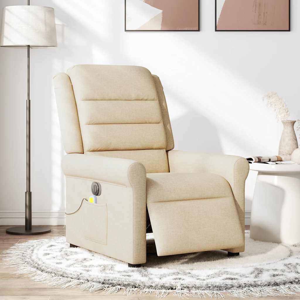 Fauteuil inclinable de massage électrique crème tissu - XIOS