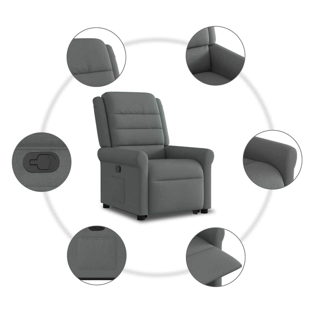 Fauteuil inclinable Gris foncé Tissu - XIOS