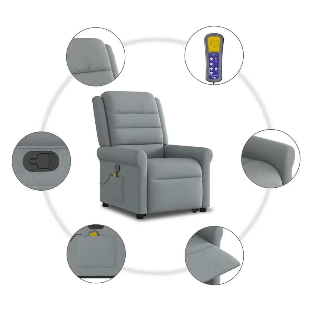 Fauteuil de massage inclinable Gris clair Tissu - XIOS