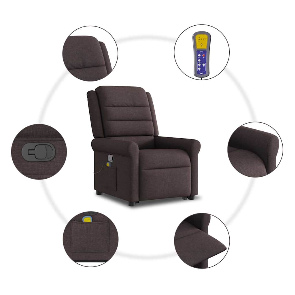Fauteuil inclinable de massage Marron foncé Tissu - XIOS