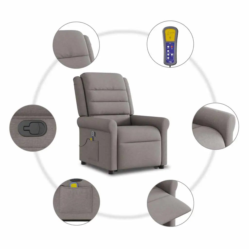 Fauteuil inclinable de massage Taupe Tissu - XIOS
