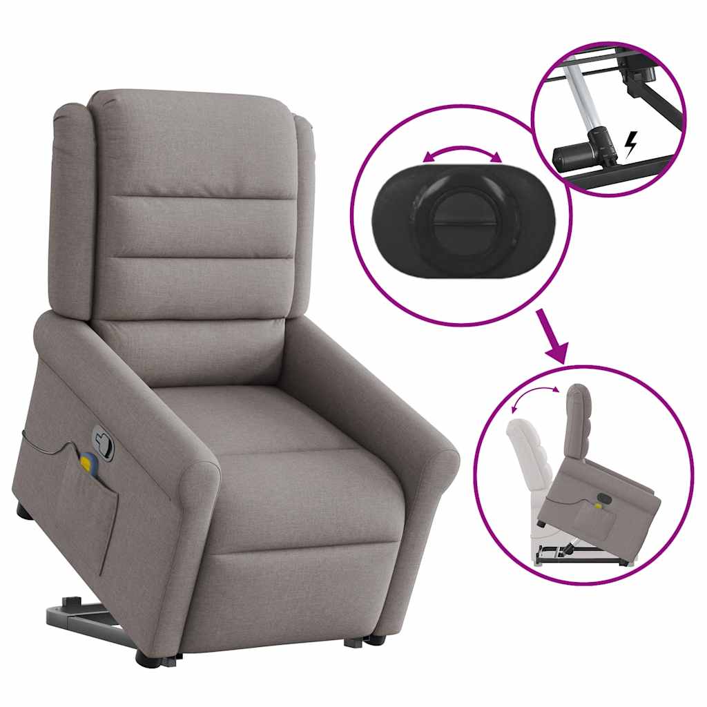 Fauteuil inclinable de massage Taupe Tissu - XIOS