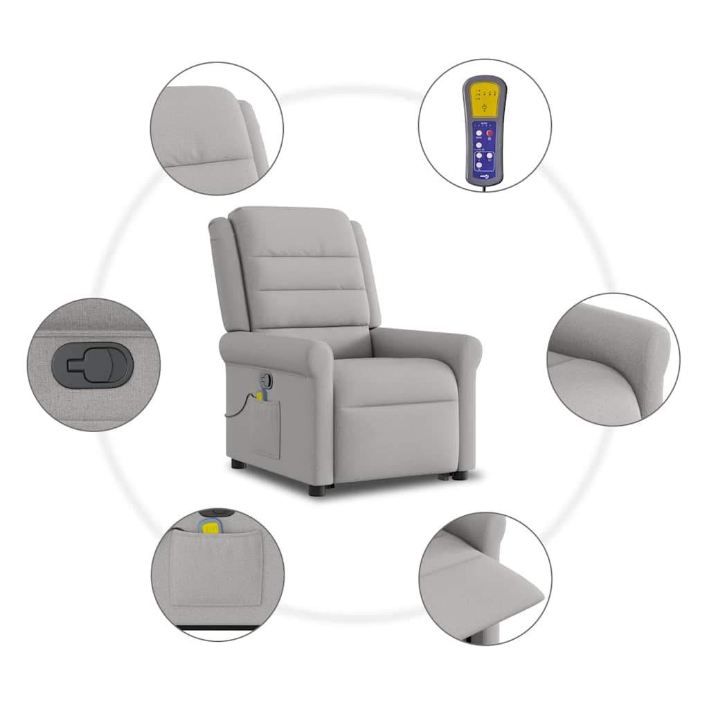 Fauteuil de massage inclinable gris nuage tissu - XIOS