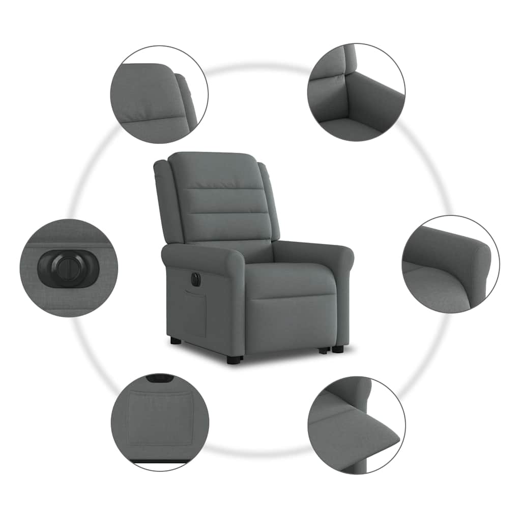 Fauteuil inclinable électrique gris foncé tissu - XIOS