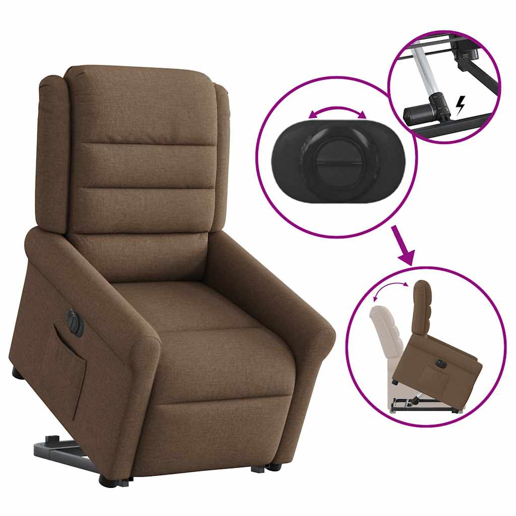 Fauteuil inclinable électrique marron tissu - XIOS