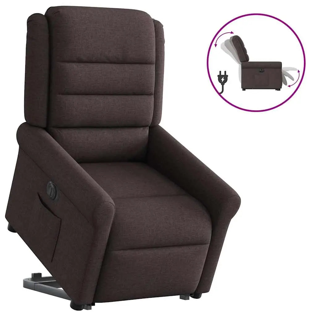 Fauteuil inclinable électrique marron foncé tissu - XIOS
