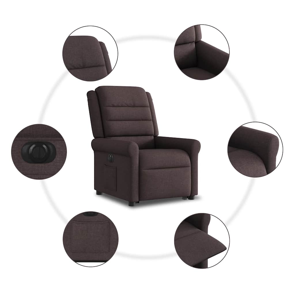 Fauteuil inclinable électrique marron foncé tissu - XIOS