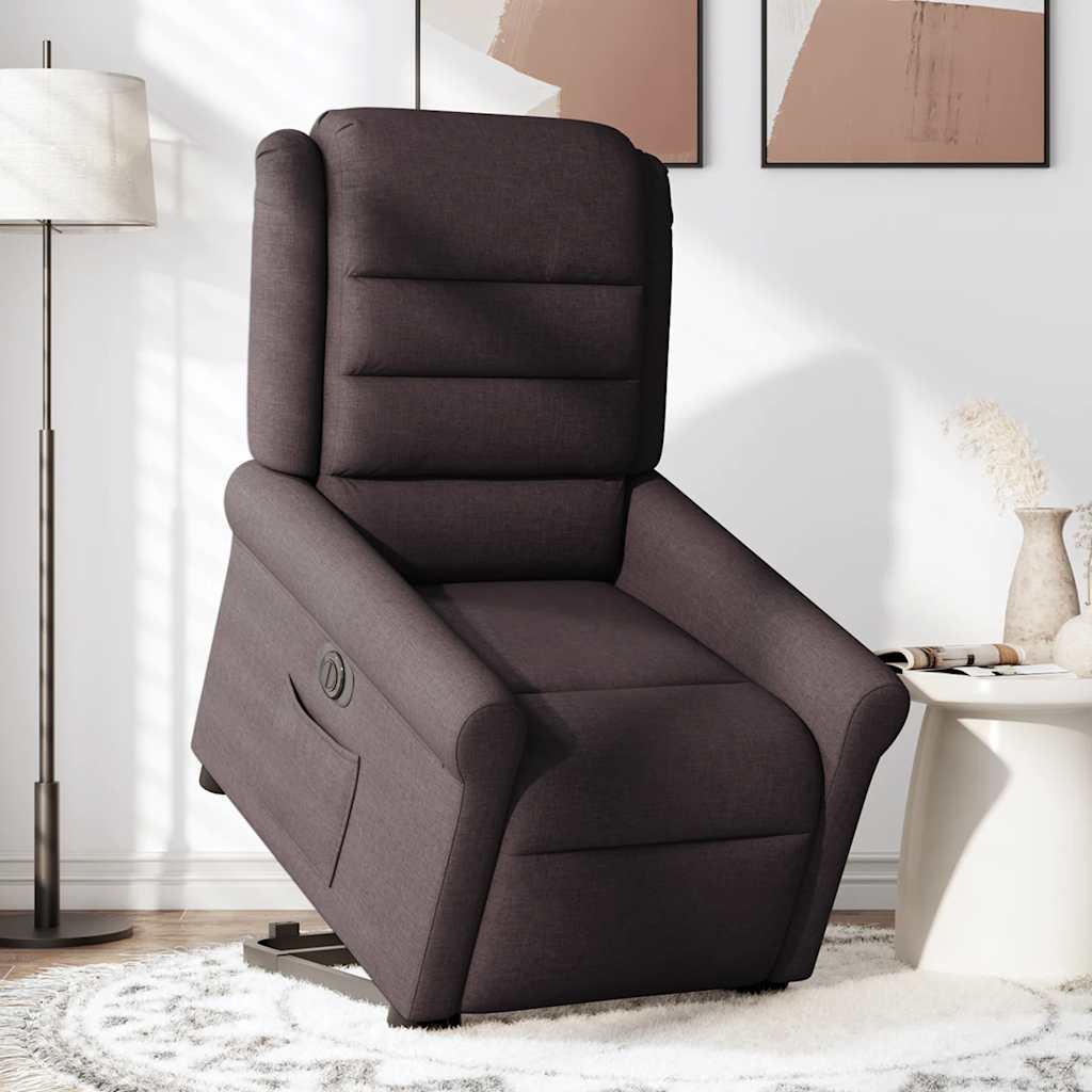 Fauteuil inclinable électrique marron foncé tissu - XIOS