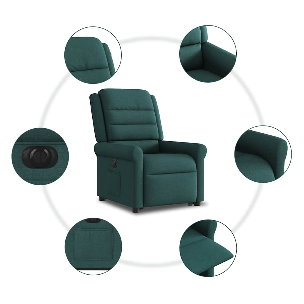 Fauteuil inclinable électrique vert foncé tissu