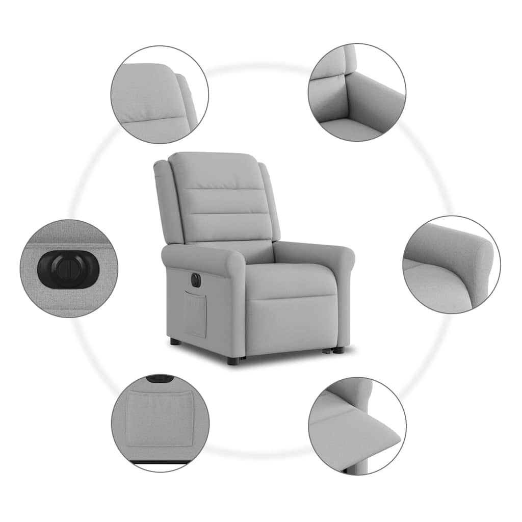 Fauteuil inclinable électrique gris nuage tissu - XIOS